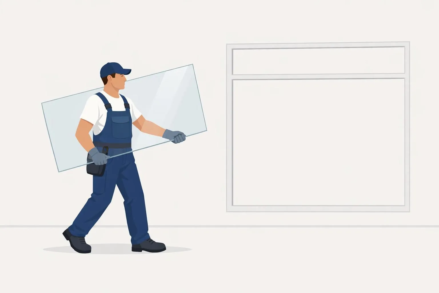 Vitrier pour professionnels à Lille, transportant une nouvelle vitre pour une installation rapide en commerce ou bureau.