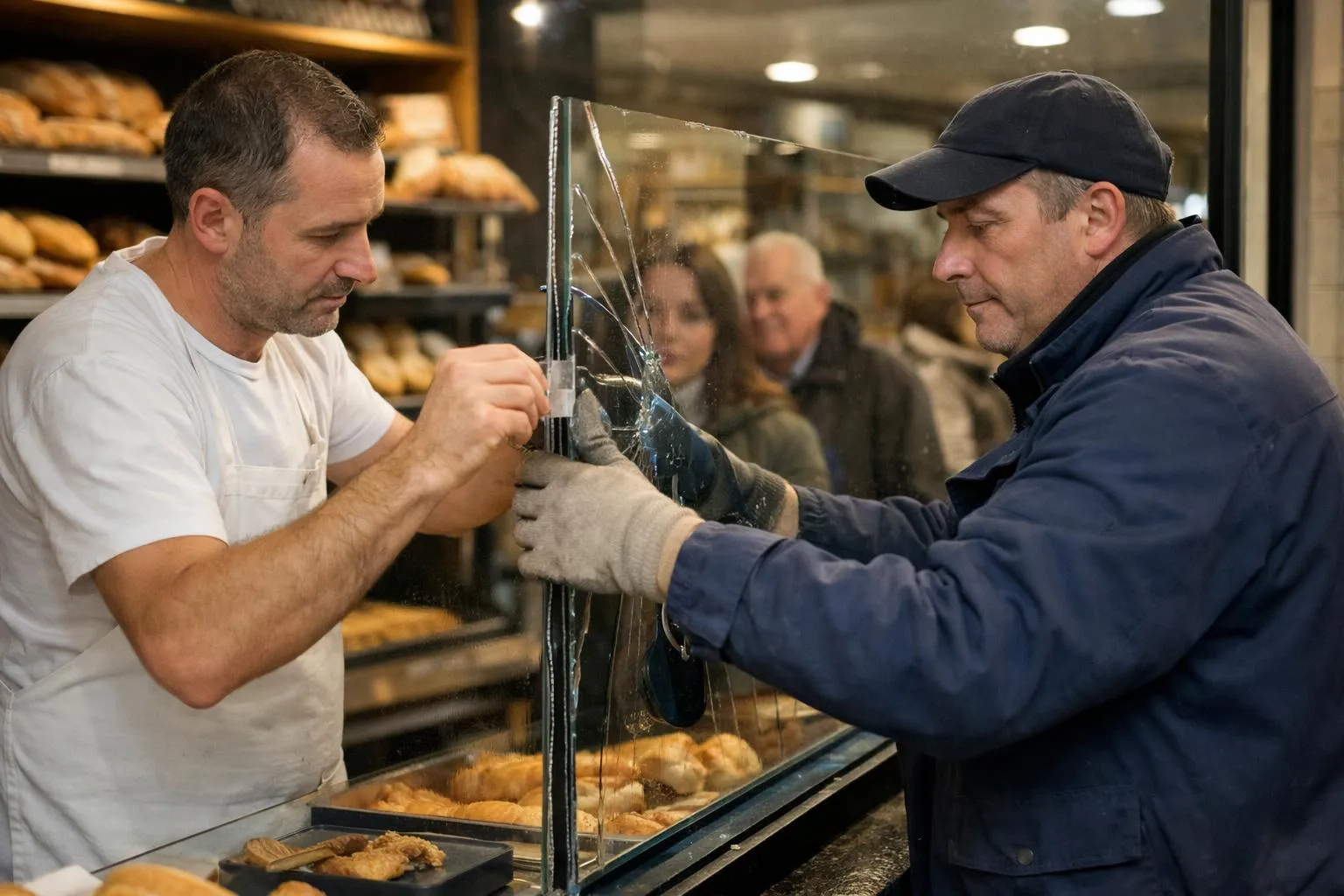 Dépannage vitrine boulangerie Lille - Artisan boulanger et dépanneur en action
